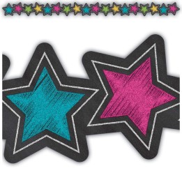 Teacher Created Resources® Chalkboard Brights Stars Die-Cut Border Trim, 35 Feet