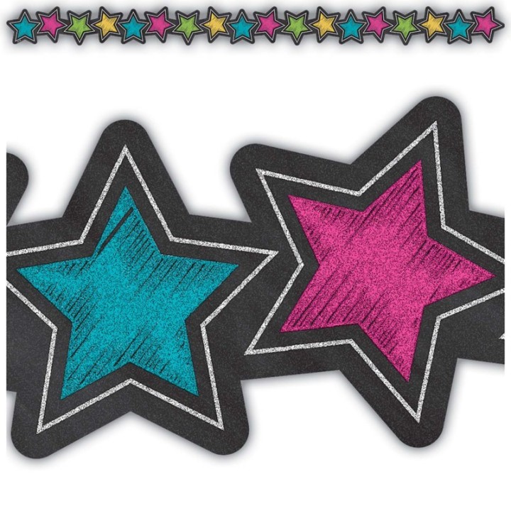 Teacher Created Resources® Chalkboard Brights Stars Die-Cut Border Trim, 35 Feet