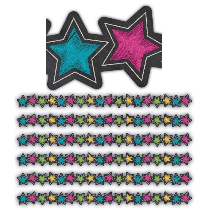 Teacher Created Resources® Chalkboard Brights Stars Die-Cut Border Trim, 35 Feet Per Pack, 6 Packs