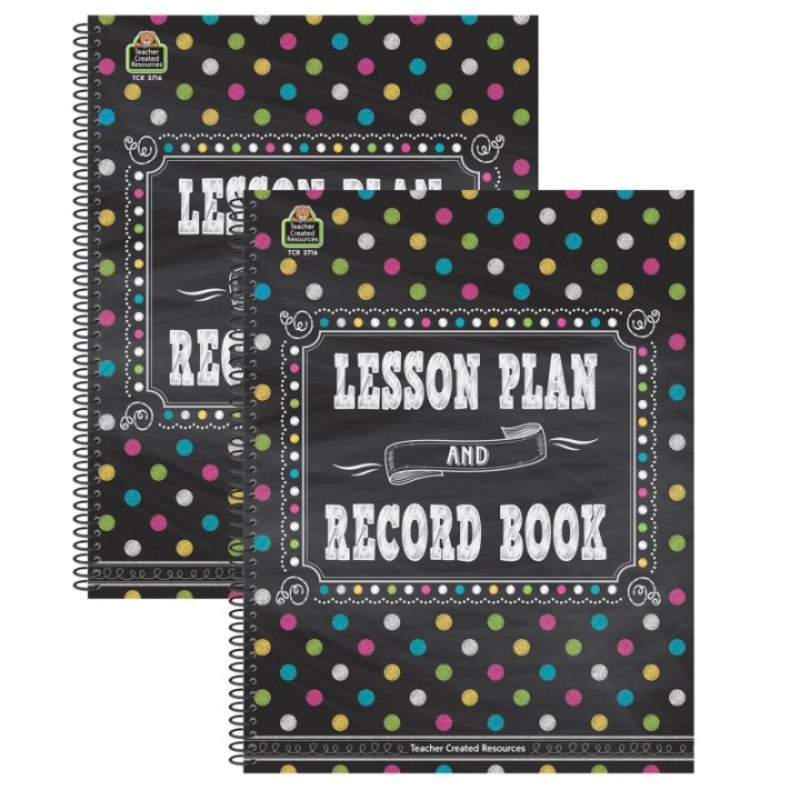 Teacher Created Resources® Chalkboard Brights Lesson Plan and Record Book, Pack of 2