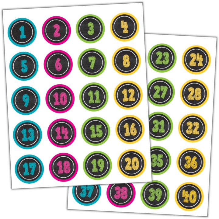 Teacher Created Resources® Chalkboard Brights Numbers Stickers, Pack of 120