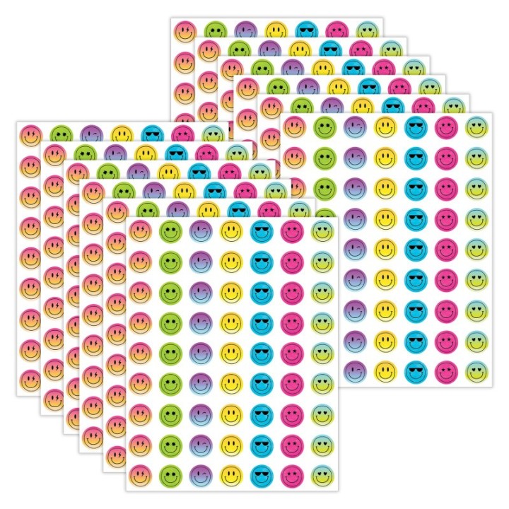 Teacher Created Resources® Brights 4Ever Smiley Faces Mini Stickers, 378 Per Pack, 12 Packs