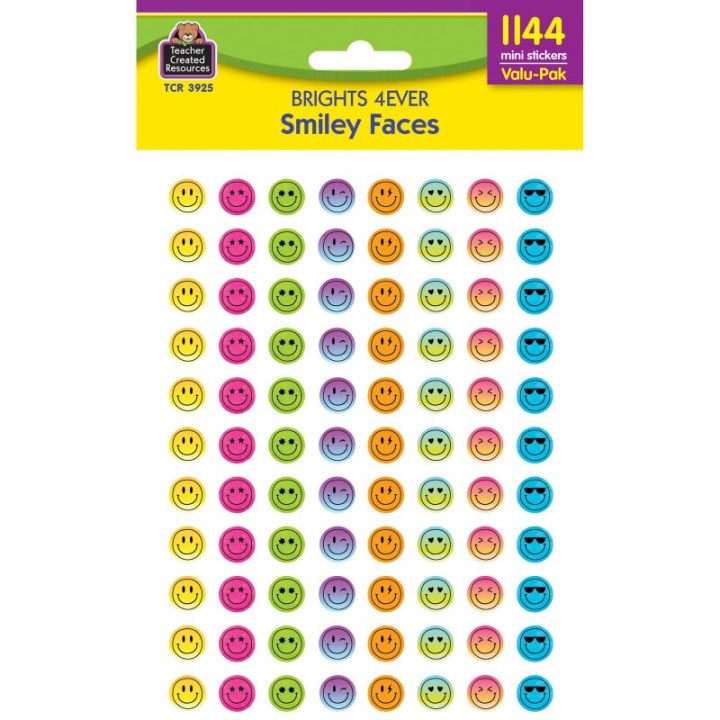 Teacher Created Resources® Brights 4Ever Smiley Faces Mini Stickers Valu-Pack
