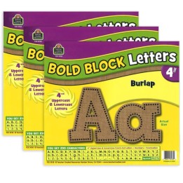 Teacher Created Resources® Burlap Design Bold Block 4" Letters Combo Pack, 230 Characters Per Pack, 3 Packs