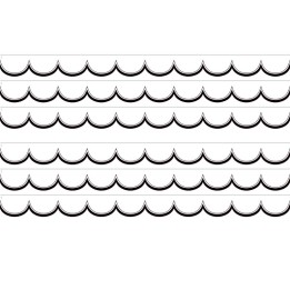 Teacher Created Resources® White with Black Scalloped Die-Cut Border Trim, 35 Feet Per Pack, 6 Packs