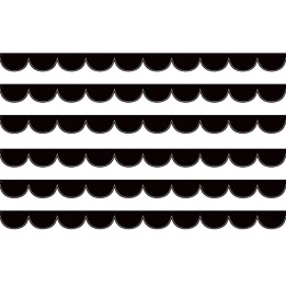 Teacher Created Resources® Black with White Scalloped Die-Cut Border Trim, 35 Feet Per Pack, 6 Packs