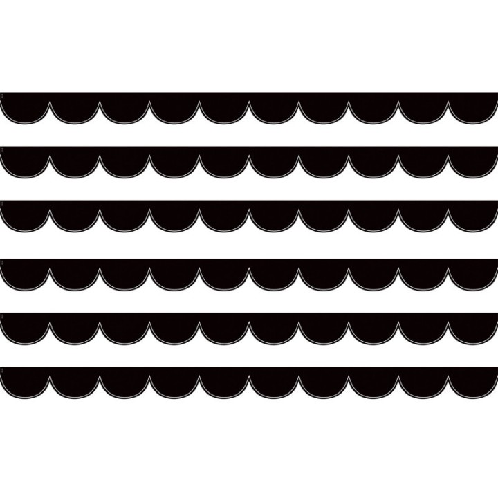 Teacher Created Resources® Black with White Scalloped Die-Cut Border Trim, 35 Feet Per Pack, 6 Packs
