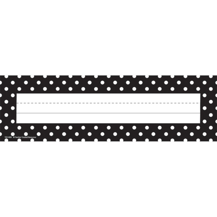 Teacher Created Resources® Black Polka Dots Flat Name Plates, Pack of 36