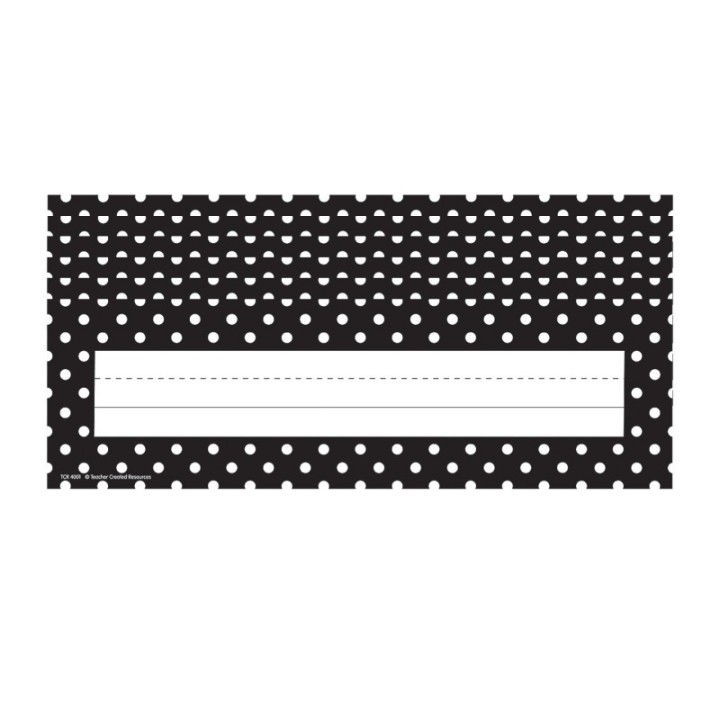 Teacher Created Resources® Black Polka Dots Flat Name Plates, 36 Per Pack, 6 Packs