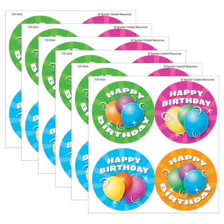 Teacher Created Resources® Birthday Wear 'Em Badges, 32 Per Pack, 6 Packs