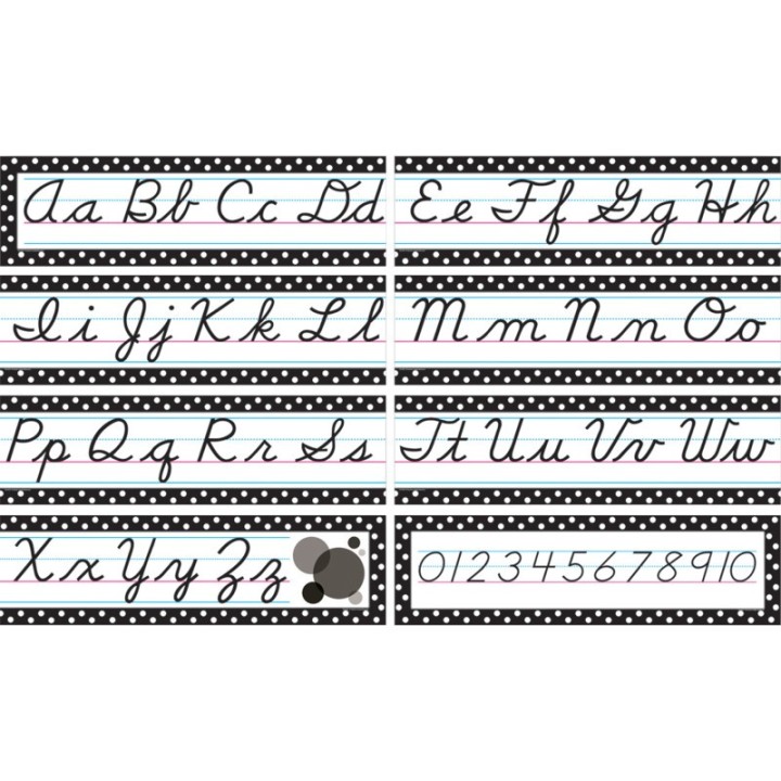 Teacher Created Resources® Black Polka Dots Cursive Mini Bulletin Board Set
