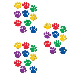 Teacher Created Resources® Colorful Paw Print Accents, 30 Per Pack, 3 Packs