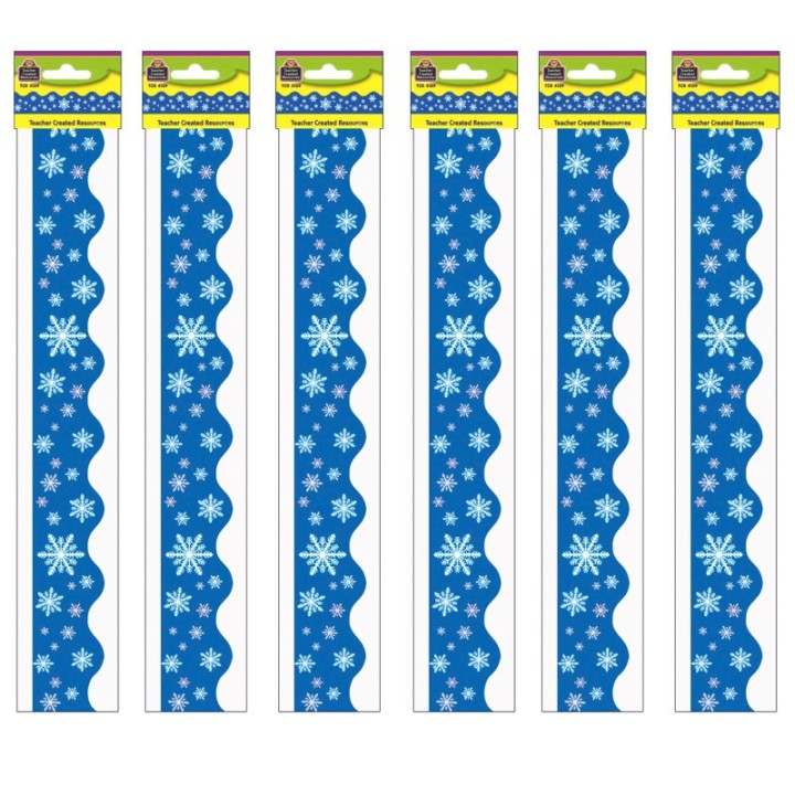 Teacher Created Resources® Snowflakes Border Trim, 35 Feet Per Pack, 6 Packs
