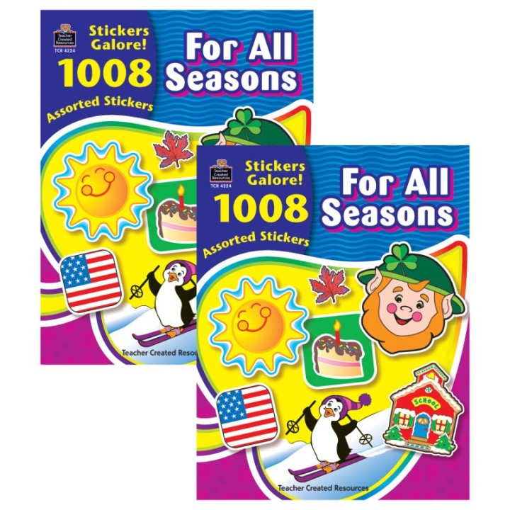 Teacher Created Resources® For All Seasons Sticker Book, 1008 Stickers Per Book, Pack of 2