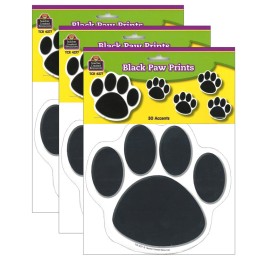 Teacher Created Resources® Black Paw Prints Accents, 30 Per Pack, 3 Packs