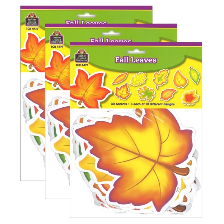 Teacher Created Resources® Fall Leaves Accents, 30 Per Pack, 3 Packs