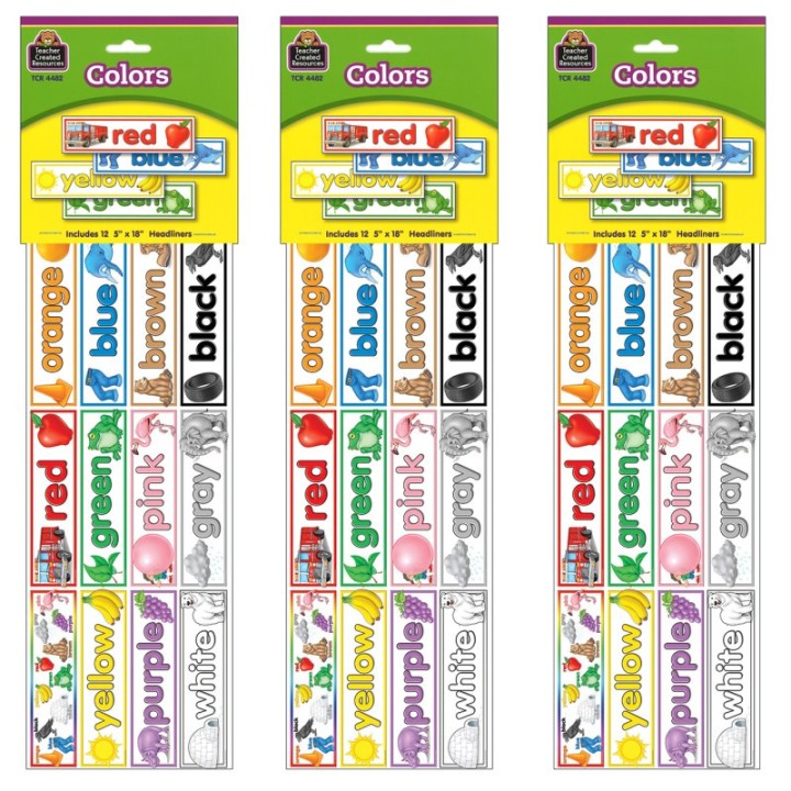 Teacher Created Resources® Colors Headliners, 12 Per Pack, 3 Packs