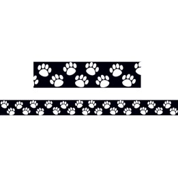 Teacher Created Resources® Black with White Paw Prints Straight Border Trim, 35 Feet