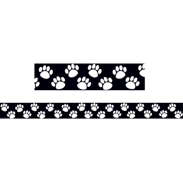 Teacher Created Resources® Black with White Paw Prints Straight Border Trim, 35 Feet