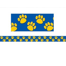 Teacher Created Resources® Gold with Blue Paw Prints Straight Border Trim, 35 Feet