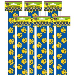 Teacher Created Resources® Blue with Gold Paw Prints Border Trim, 35 Feet Per Pack, 6 Packs