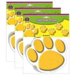 Teacher Created Resources® Gold Paw Prints Accents, 30 Per Packs, 3 Packs