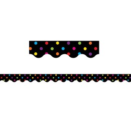 Teacher Created Resources® Multicolor Dots on Black Scalloped Border Trim, 35 Feet