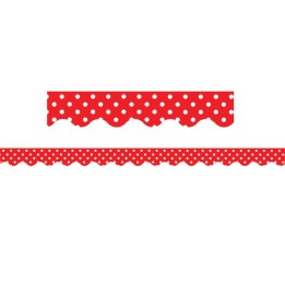 Teacher Created Resources® Red Polka Dots Scalloped Border Trim, 35 Feet