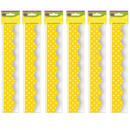 Teacher Created Resources® Yellow Mini Polka Dots Border Trim, 35 Feet Per Pack, 6 Packs