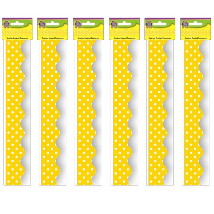 Teacher Created Resources® Yellow Mini Polka Dots Border Trim, 35 Feet Per Pack, 6 Packs