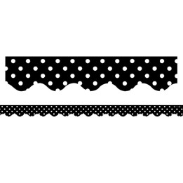 Teacher Created Resources® Black Polka Dots Scalloped Border Trim, 35 Feet