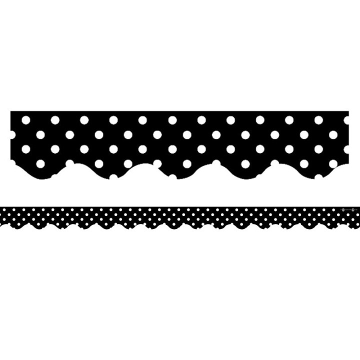 Teacher Created Resources® Black Polka Dots Scalloped Border Trim, 35 Feet