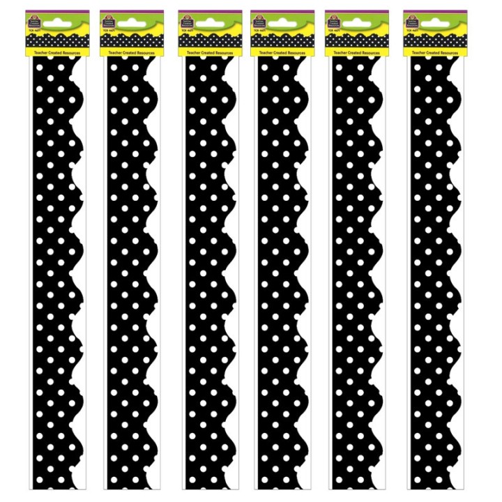 Teacher Created Resources® Black Mini Polka Dots Border Trim, 35 Feet Per Pack, 6 Packs