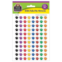 Teacher Created Resources® Colorful Paw Prints Mini Stickers Valu-Pak, Pack of 1144