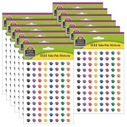 Teacher Created Resources® Colorful Paw Prints Mini Stickers Valu-Pak, 1144 Per Pack, 6 Packs