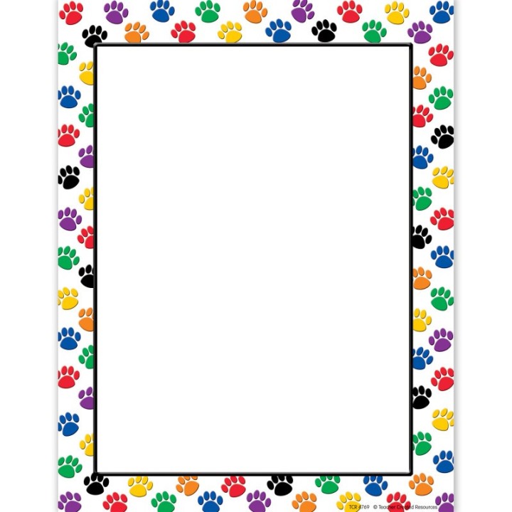 Teacher Created Resources® Colorful Paw Prints Computer Paper, 50 Sheets