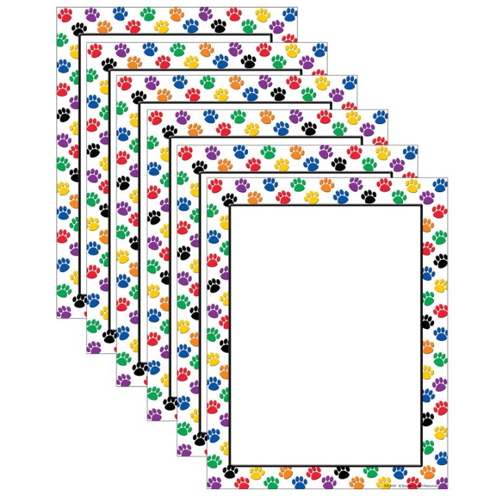 Teacher Created Resources® Colorful Paw Prints Computer Paper, 50 Per Pack, 6 Packs