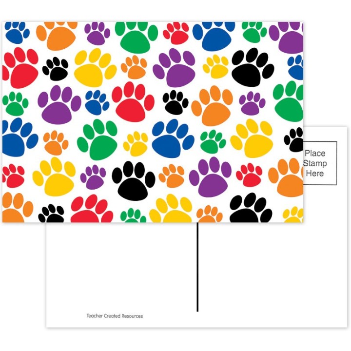Teacher Created Resources® Colorful Paw Prints Postcards, Pack of 30