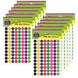 Teacher Created Resources® Colorful Circles Mini Stickers, 3/8" Diameter, 528 Per Pack, 12 Packs