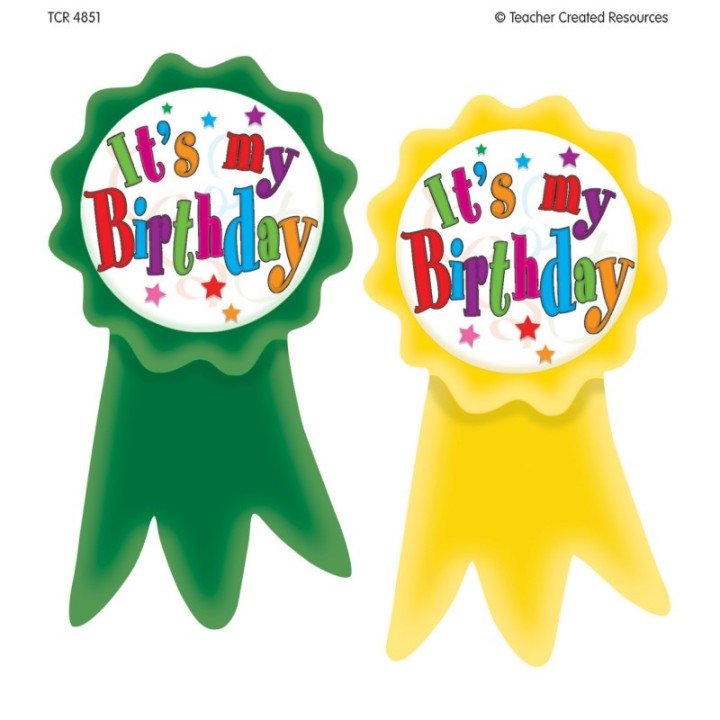 Teacher Created Resources® Birthday Ribbons Wear 'Em Badges, Pack of 16