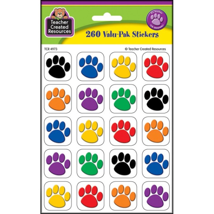 Teacher Created Resources® Colorful Paw Print Stickers Valu-Pak (260 pieces)