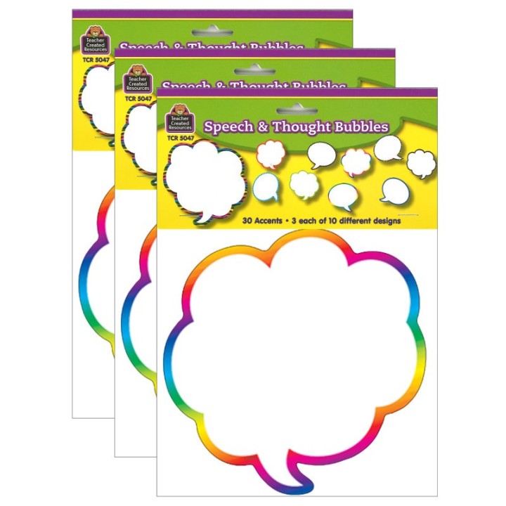 Teacher Created Resources® Speech/Thought Bubbles Accents, 30 Per Pack, 3 Packs