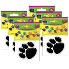 Teacher Created Resources® Colorful Paw Prints Mini Accents, 36 Per Pack, 6 Packs