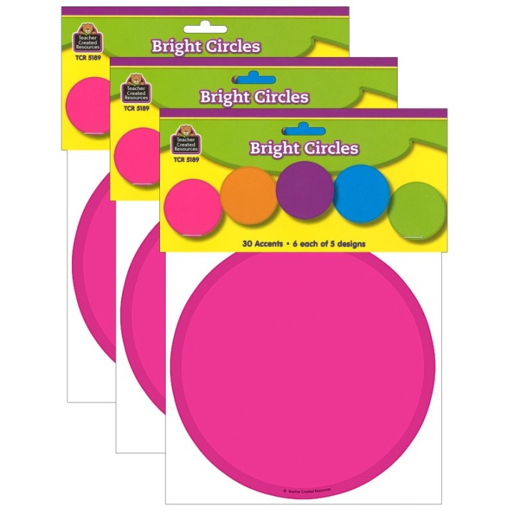 Teacher Created Resources® Bright Circles Accents, 30 Per Pack, 3 Packs
