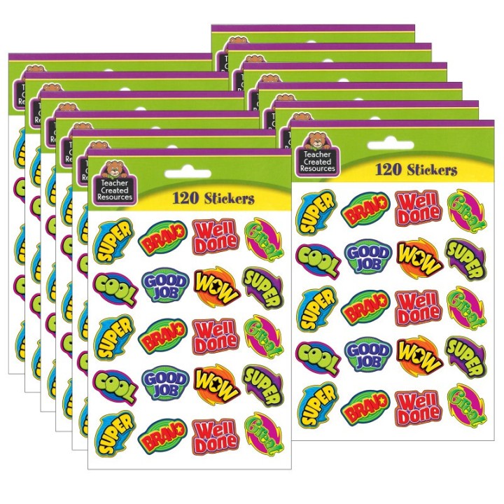 Teacher Created Resources® Positive Words Stickers, 120 Per Pack, 12 Packs