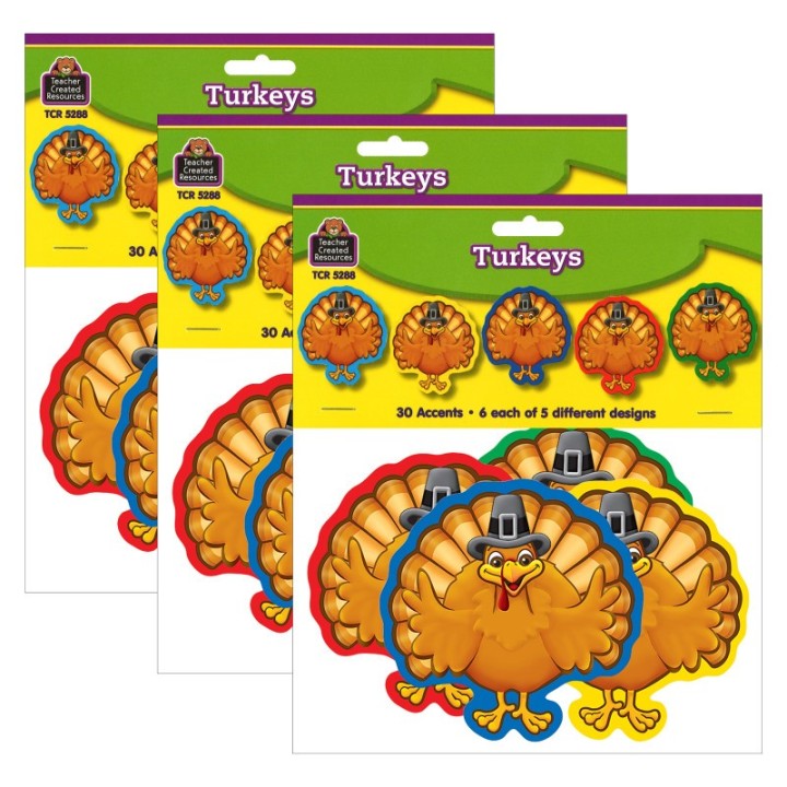 Teacher Created Resources® Turkey Accents, 30 Per Pack, 3 Packs