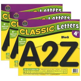 Teacher Created Resources® Black Classic Font 4" Letters Uppercase Pack, 81 Pieces Per Pack, 3 Packs