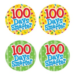 Teacher Created Resources® 100 Days Smarter Wear 'Em Badges, Self-Adhesive, Pack of 32