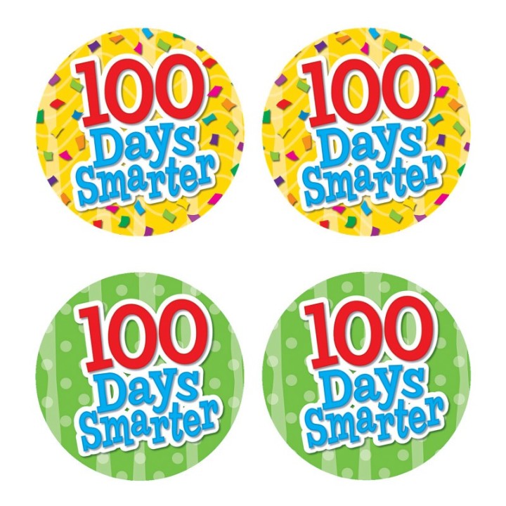 Teacher Created Resources® 100 Days Smarter Wear 'Em Badges, Self-Adhesive, Pack of 32