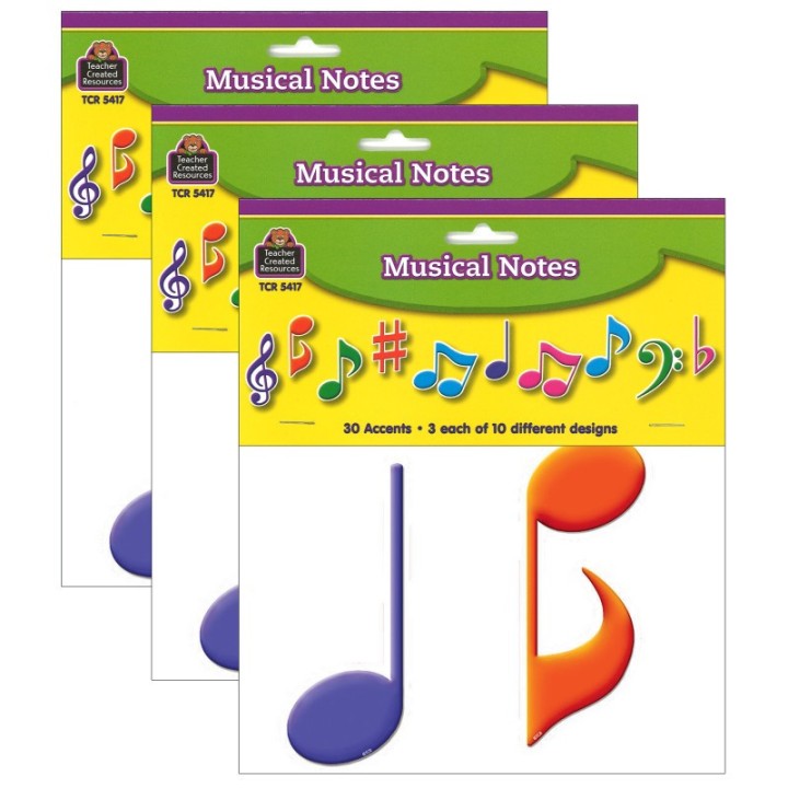 Teacher Created Resources® Musical Notes Accents, 30 Per Pack, 3 Packs